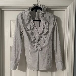 White House Black Market Black and White Striped Top